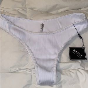 ZAFUL WHITE RIBBED BIKINI BOTTOMS